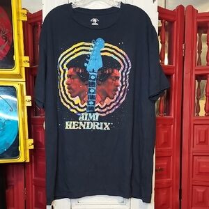 Authentic Hendrix Jimi Hendrix Mens Black Short Sleeve Graphic T-shirt Size 2XL